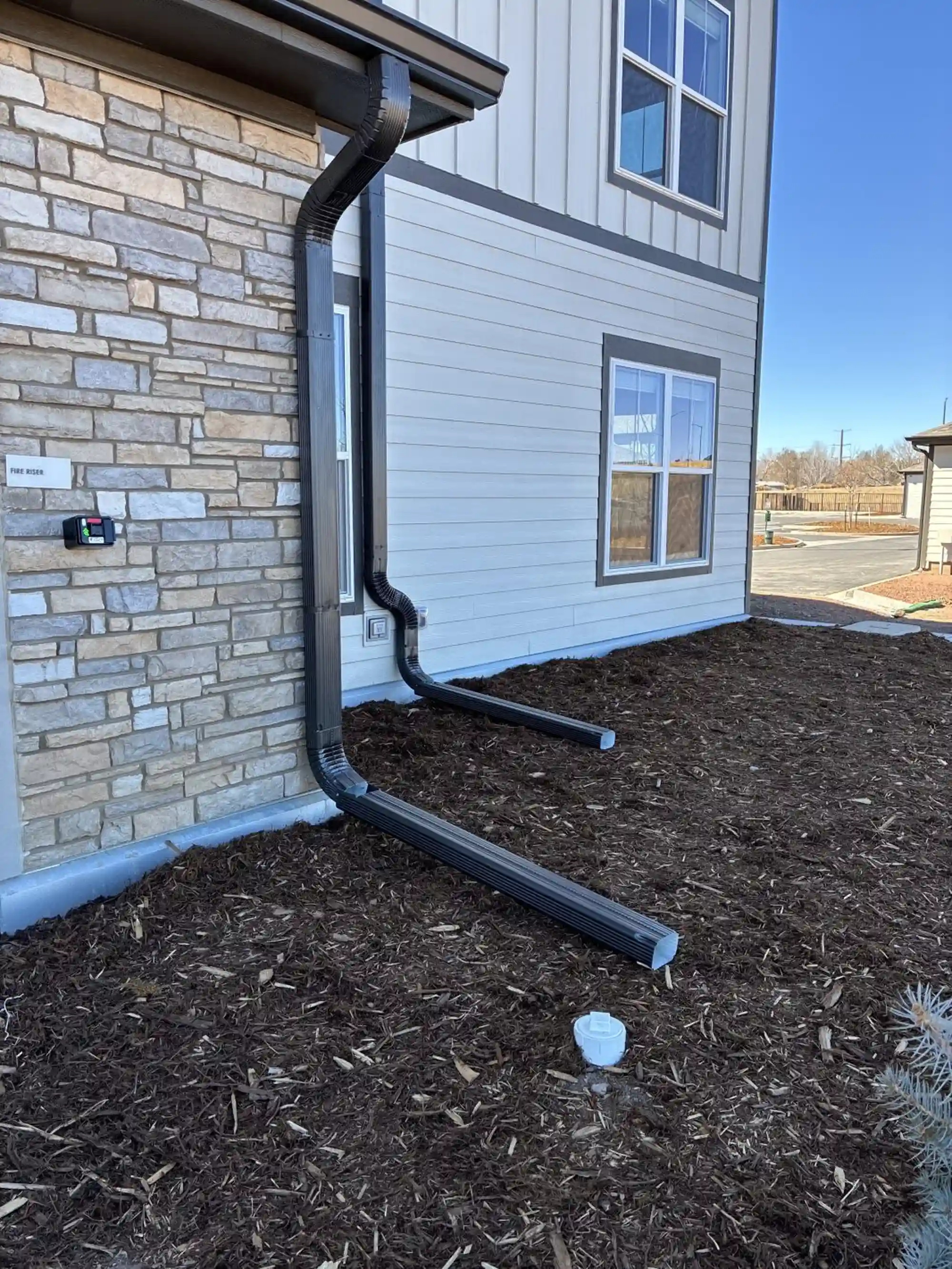 Downspout routing on residential property